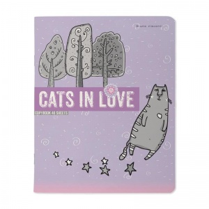 Тетрадь общая 48л, А5 Bruno Visconti Cats in love (клетка, скрепка, разные виды, Soft Touch) 5шт.