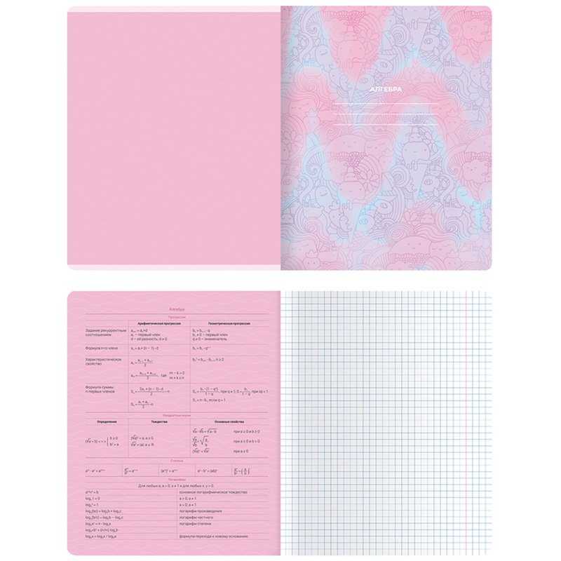 Тетрадь предметная для работ по алгебре MESHU &quot;Candy color&quot; (А5, 48л, клетка, soft touch, тиснение фольгой) 10шт. (MS_42527)