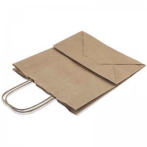 Крафт-пакет бумажный коричневый с кручеными ручками, 22x12x25см, 70 г/кв.м, 250шт. (108-038)