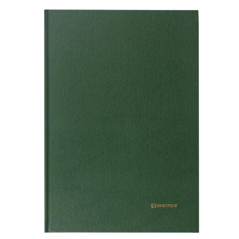 Бухгалтерская книга учета Brauberg (А4, 96л, 200х290мм, клетка) обложка бумвинил, зеленая, 5шт. (130222)