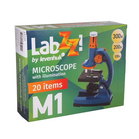 Микроскоп детский Levenhuk LabZZ M1, 100-300 кратный, монокулярный, 3 объектива (69739)