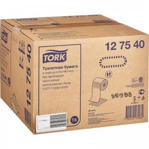 Бумага туалетная для диспенсера 1-слойная Tork T6 Universal Mid-size, белая, 135м, 27 рул/уп (127540)