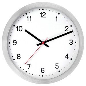 Часы настенные аналоговые Troyka 75757701, круглые, 27x27x3,5 серебристая рамка (75757701)