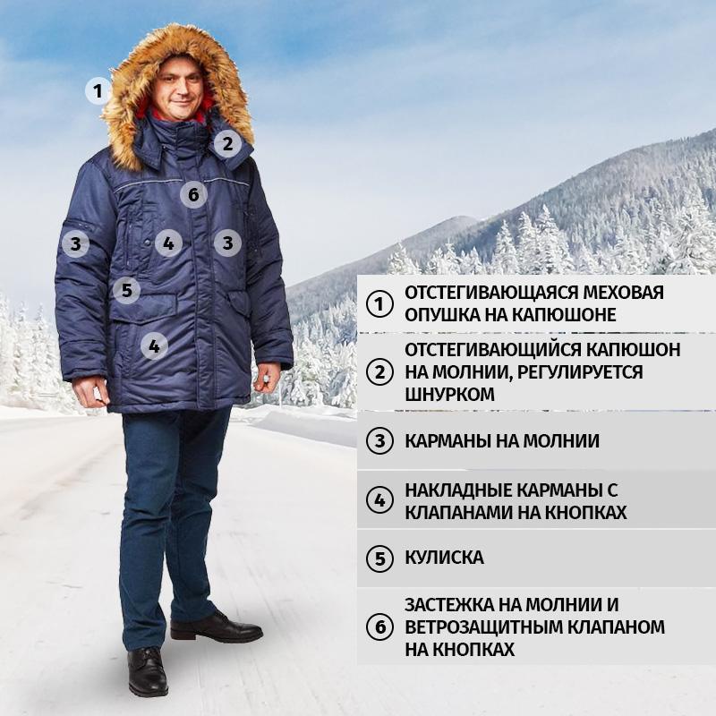 Спец.одежда Куртка зимняя мужская з28-КУ, синий (размер 48-50, рост 170-176)