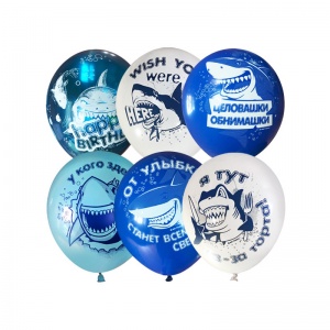 Воздушные шары Пати Бум "СДР Акулы", 25шт., 30см, разные виды (4690296077136)