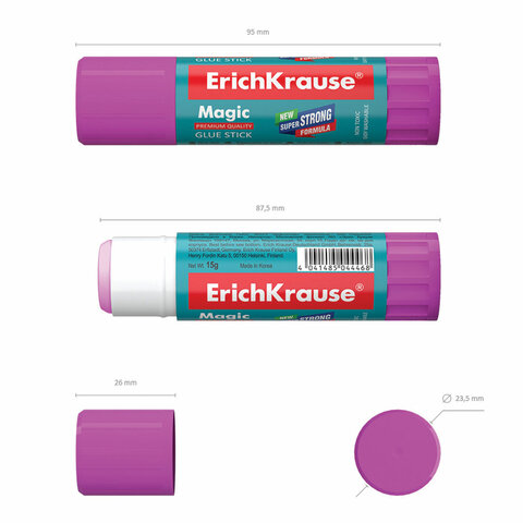 Клей-карандаш Erich Krause Magic, 15г, розовый (4446)