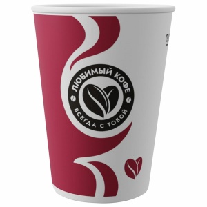 Стакан одноразовый бумажный Скандипакк "Любимый кофе", 300мл, однослойный, 50шт. (5103)