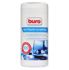 Салфетки чистящие влажные Buro BU-Tscreen, для мониторов и оптики, в тубе, 100шт. (BU-TSCREEN)