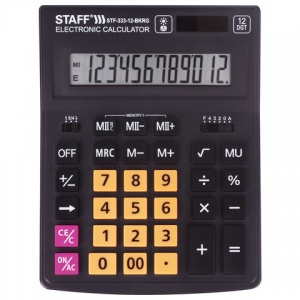 Калькулятор настольный Staff Plus STF-333-BKRG (12-разрядный) черно-оранжевый (250460), 20шт.