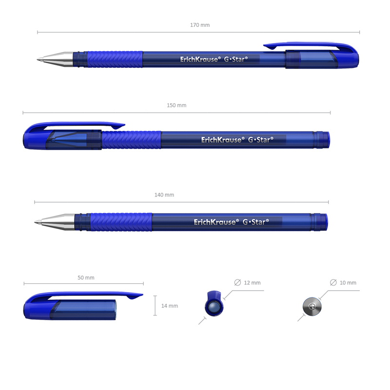 Ручка гелевая Erich Krause G-Star (0.4мм, синий) 12шт. (45206)