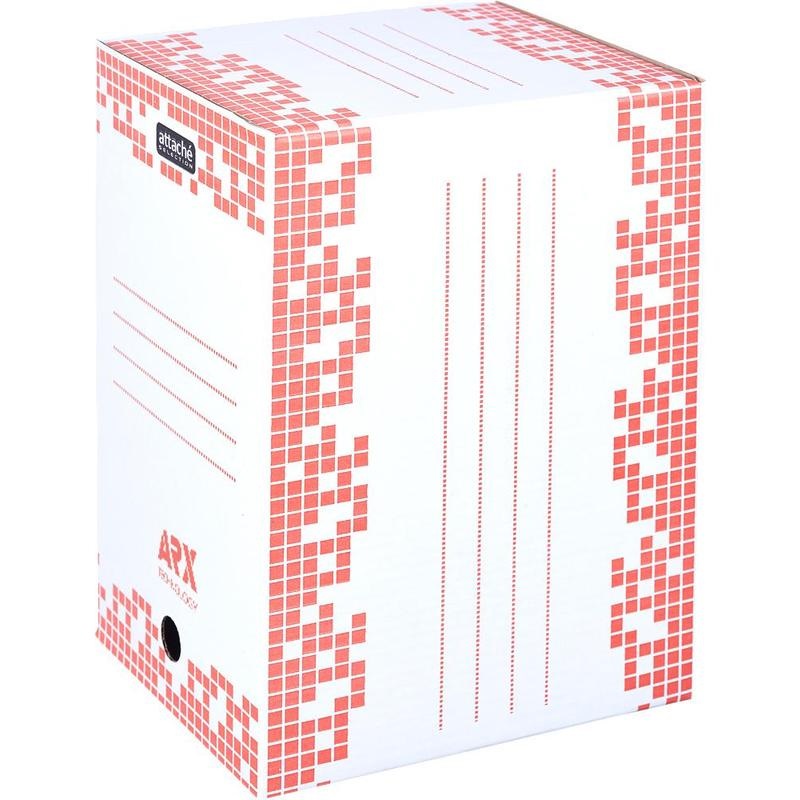 Короб архивный Attache Selection (251x202x355мм, 200мм, до 1950л, гофрокартон) бело-красный