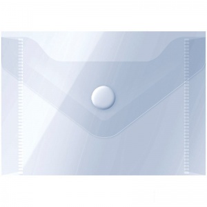 Папка-конверт на кнопке OfficeSpace (А7 (74x105мм), 150мкм, пластик) прозрачная, 20шт (267538)