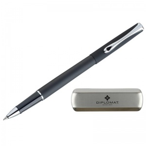 Ручка-роллер Diplomat Traveller lapis black (0.7мм, синий цвет чернил, черный корпус) (D20000818)
