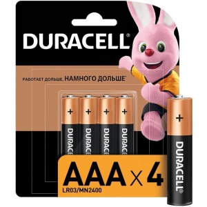 Батарейка Duracell Basic AAA/LR03-4BL (1.5 В) алкалиновая (блистер, 4шт.) (81480363), 12 уп.