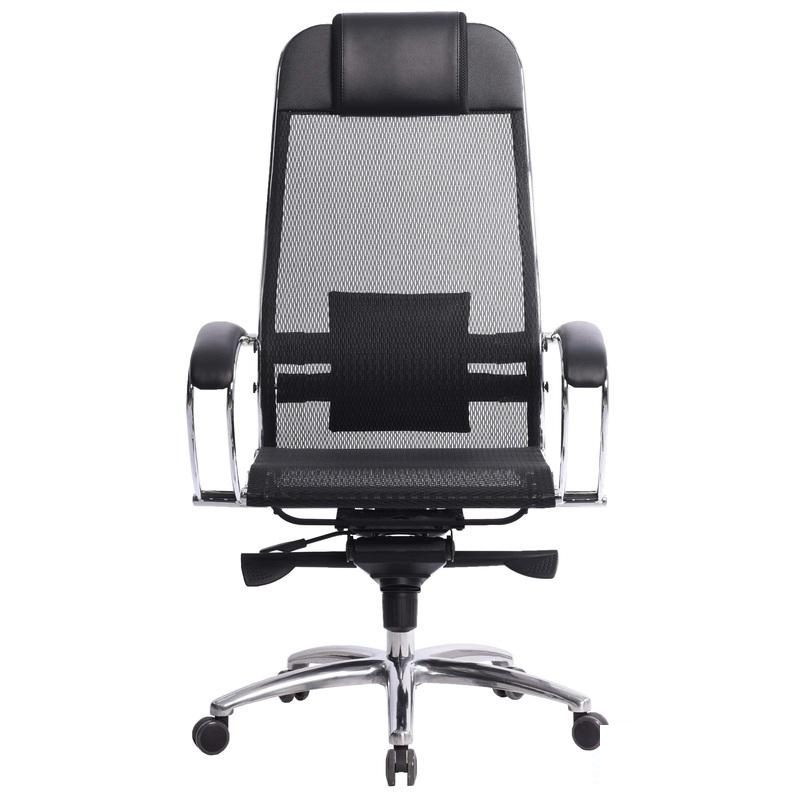 Кресло руководителя Samurai S-1.03, сетка/экокожа черная, хром