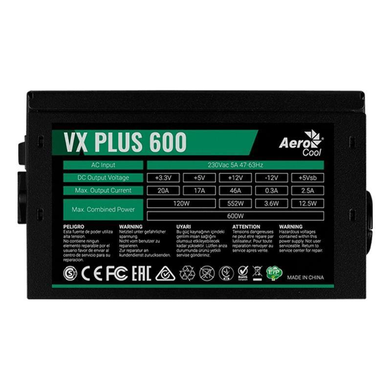 Блок питания Aerocool, 600Вт, черный (VX PLUS 600)