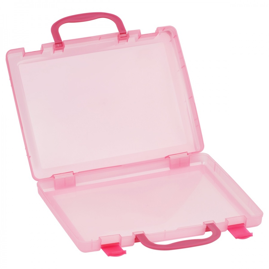 Папка-портфель Стамм (А4, 1 отделение, пластик, 275х375х57мм, ручка) тонированная розовая (КС19)