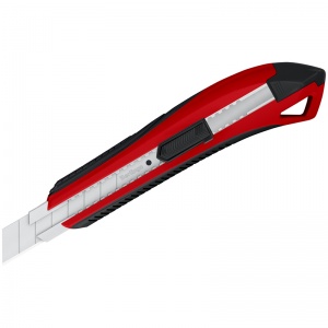 Нож канцелярский 18мм Berlingo Razzor 300, auto-lock, металл. направл., мягкие вставки, красный, европодвес (BM4132_a), 10шт.