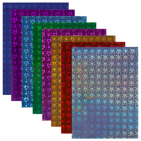 Бумага цветная голографическая самоклеящаяся Остров сокровищ (8 листов, 8 цветов, А4) (129886)