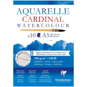 Альбом для акварели А5, 10л Clairefontaine "Cardinal",300 г/кв.м, торшон, холодное прессование, хлопок) (96182C)