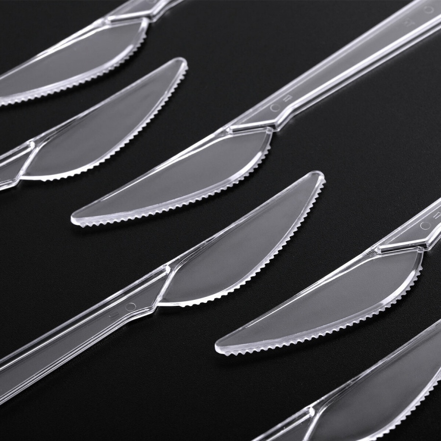 Нож одноразовый 180мм Белый Аист, прозрачный, пластик, 50шт., 5 уп. (607843)