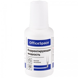 Корректирующая жидкость OfficeSpace, 20мл, на химической основе, с кистью (CF20_67077), 12шт.