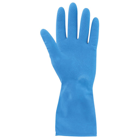 Перчатки нитриловые Лайма, размер L, х/б напыление, синие, 1 пара (604999)