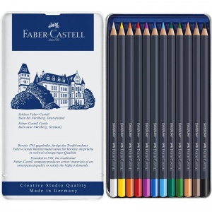 Карандаши цветные 12 цветов Faber-Castell Goldfaber (L=176мм, d=3.3мм, круглые) в металлической упаковке (114712)