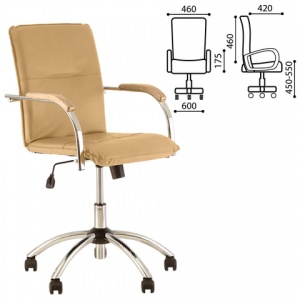 Кресло офисное Nowy Styl Samba GTP, кожзам песочный, хром
