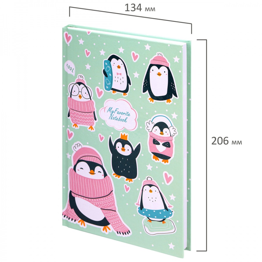 Блокнот 80л, А5 Brauberg Kids &quot;Пингвинчики&quot;, клетка, твердая обложка (114420)