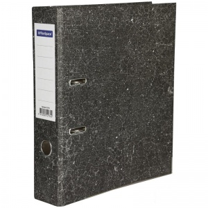 Папка с арочным механизмом OfficeSpace (70мм, А4, картон "под мрамор", метал.кант) черная (251893), 20шт.
