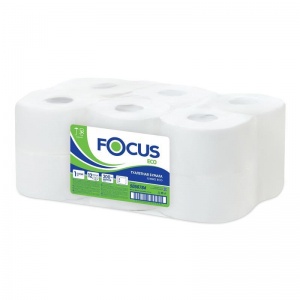 Бумага туалетная для диспенсера 1-слойная Focus Eco Jumbo, 200м, 12 рул/уп (5050784)
