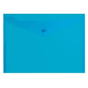 Папка-конверт на кнопке inФОРМАТ (А4, 180мкм, пластик) прозрачная синяя, 10шт.