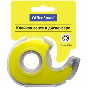 Клейкая лента (скотч) канцелярская в диспенсере OfficeSpace (19мм x 20м, прозрачная) (288236)