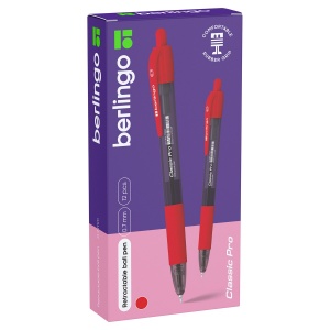 Ручка шариковая автоматическая Berlingo Classic Pro (0.32мм, красный цвет чернил, масляная основа) 12шт. (CBm_70924)