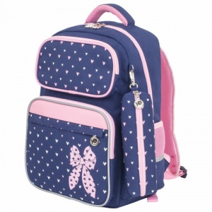Рюкзак школьный Юнландия Complete, с пеналом в комплекте, эрго-спинка, Pink bow, 42х29х14см (229972)