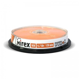Оптический диск DVD+R Mirex 4.7Gb, 16x, cake box, 10шт.