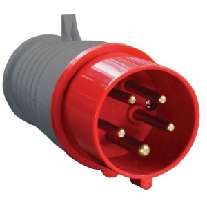 Вилка электрическая IEK ССИ-015 с заземлением прямая 16А IP44, серая/красная (PSR02-016-5)