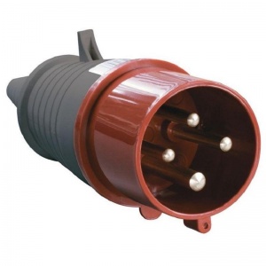 Вилка электрическая IEK ССИ-024 с заземлением прямая 32А IP44, серая/красная (PSR02-032-4)