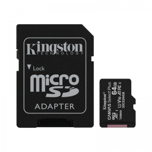 Карта памяти microSDHC Kingston Canvas Select Plus 64Gb, Class 10, 1шт. (SDCS2/64GB)