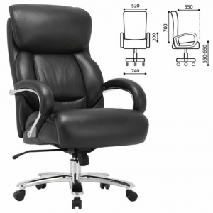 Кресло руководителя Brabix Premium "Pride HD-100", натуральная кожа черная, хром