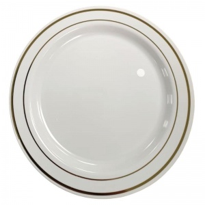 Тарелка одноразовая пластиковая PLMA Винтаж (d=230мм, белая) 10шт.
