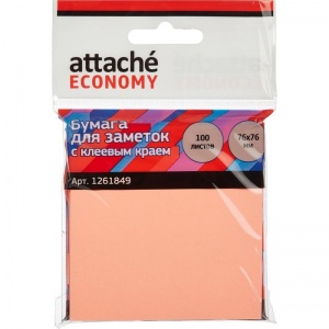 Клейкие закладки бумажные Attache Economy, розовый неон по 100л., 76х76мм, 12 уп.