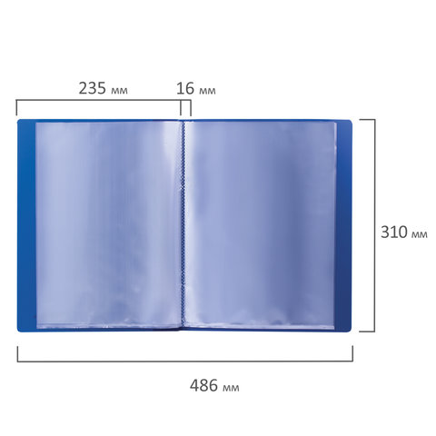 Папка файловая 20 вкладышей Brauberg Стандарт (А4, пластик, 600мкм) синяя (221595)