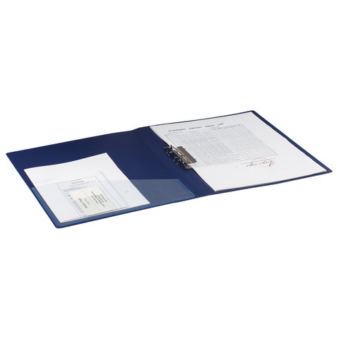 Папка с зажимом Brauberg Contract (А4, до 100л., пластик, с кармашком) синяя (221787)