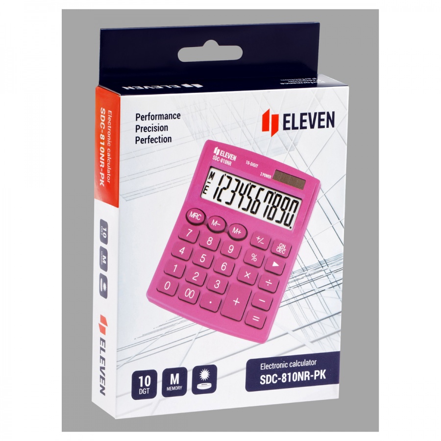 Калькулятор настольный Eleven SDC-810NR-PK (10-разрядный) двойное питание, розовый (SDC-810NR-PK)