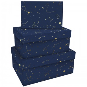 Набор прямоугольных коробок 3-в-1 MESHU "Golden constellation" (19x12x7,5-15x10x5см) (MS_46605)