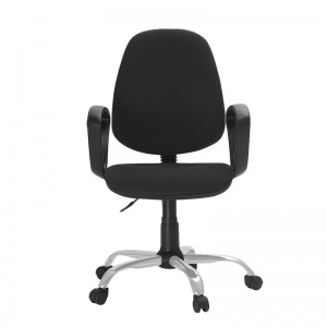Кресло офисное Easy Chair 222, ткань черная, пластик, металл серебристый