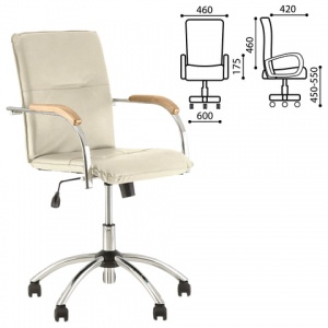 Кресло офисное Nowy Styl Samba GTP, кожзам бежевый, хром