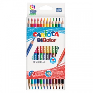 Карандаши цветные 24 цвета Carioca Bi-color (L=175мм, d=3мм, 3гр, двусторонние) 12шт., 3 уп. (42991)